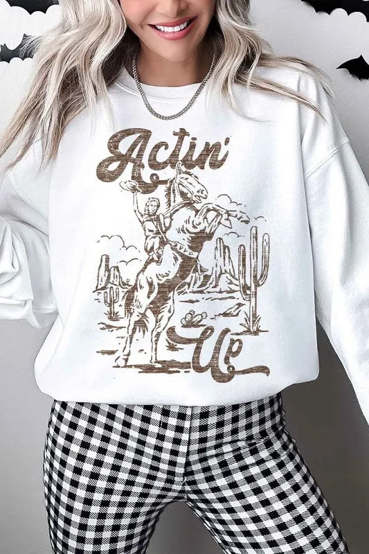 ACTIN UP WESTERN COWGIRL OVERSIZED SWEATSHIRT ~Multiple Colors~