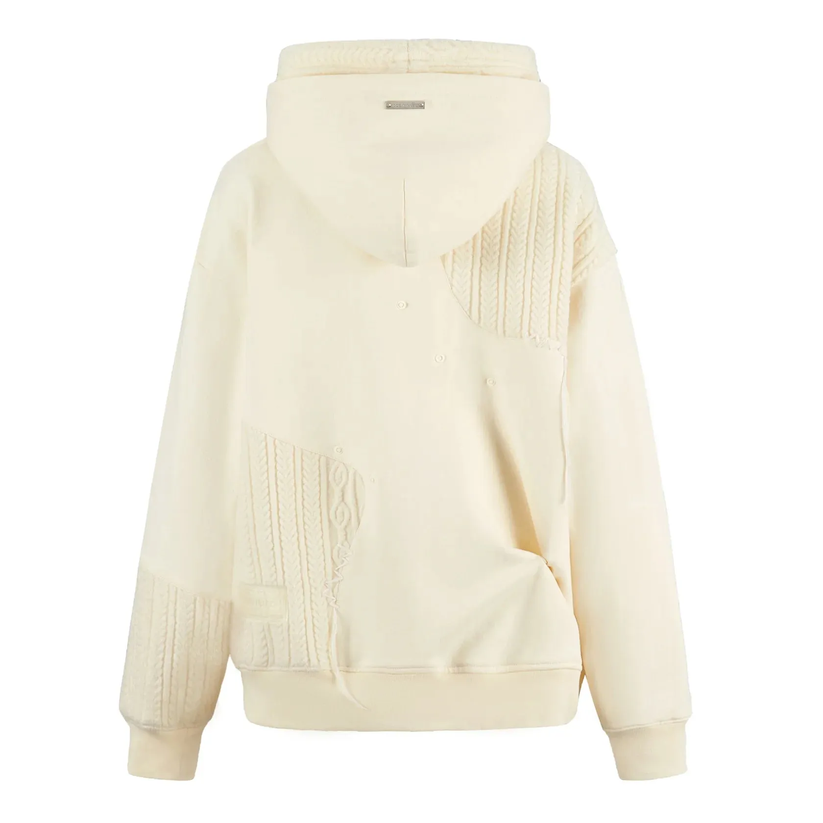 Bear Knit Suture Layered Hoodie in Beige