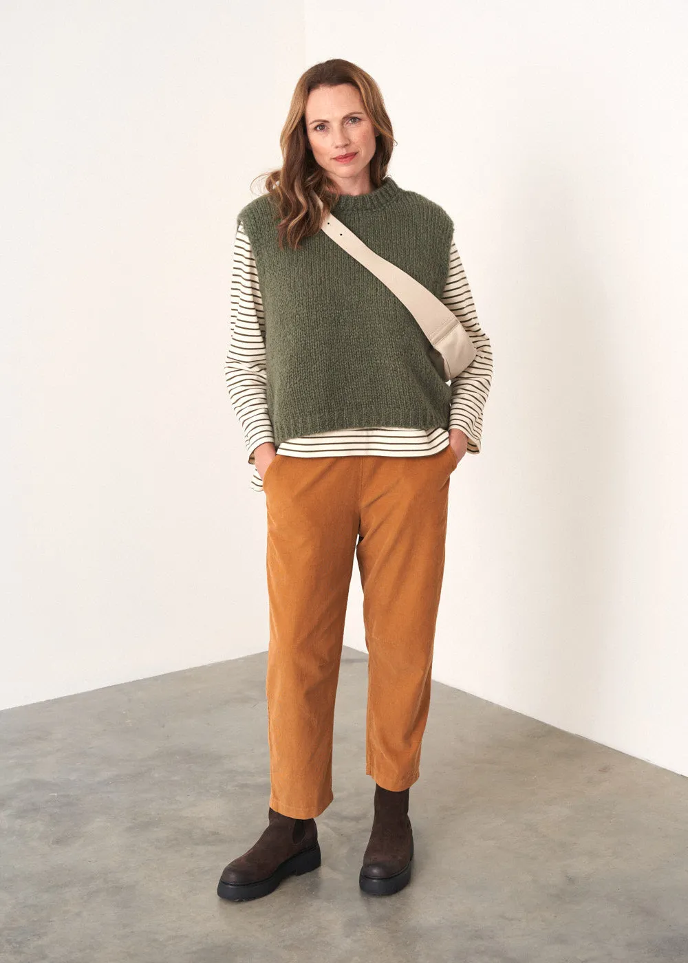 BIDDY STRIPE SWEATSHIRT TOP - KHAKI