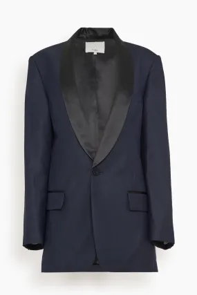 Birdseye Tuxedo Jacket in Navy Multi