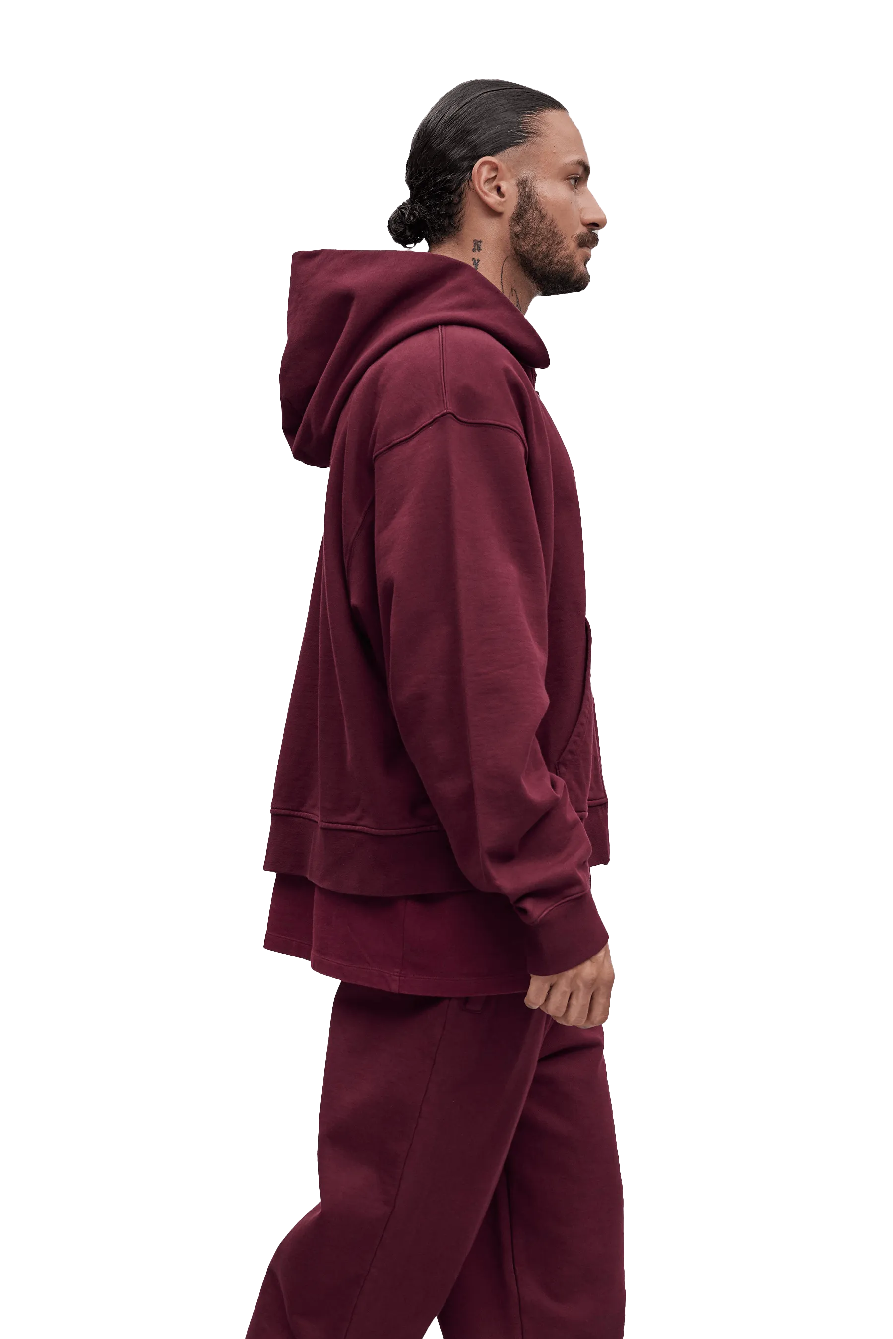 BOXY ZIP HOODIE - Burgundy