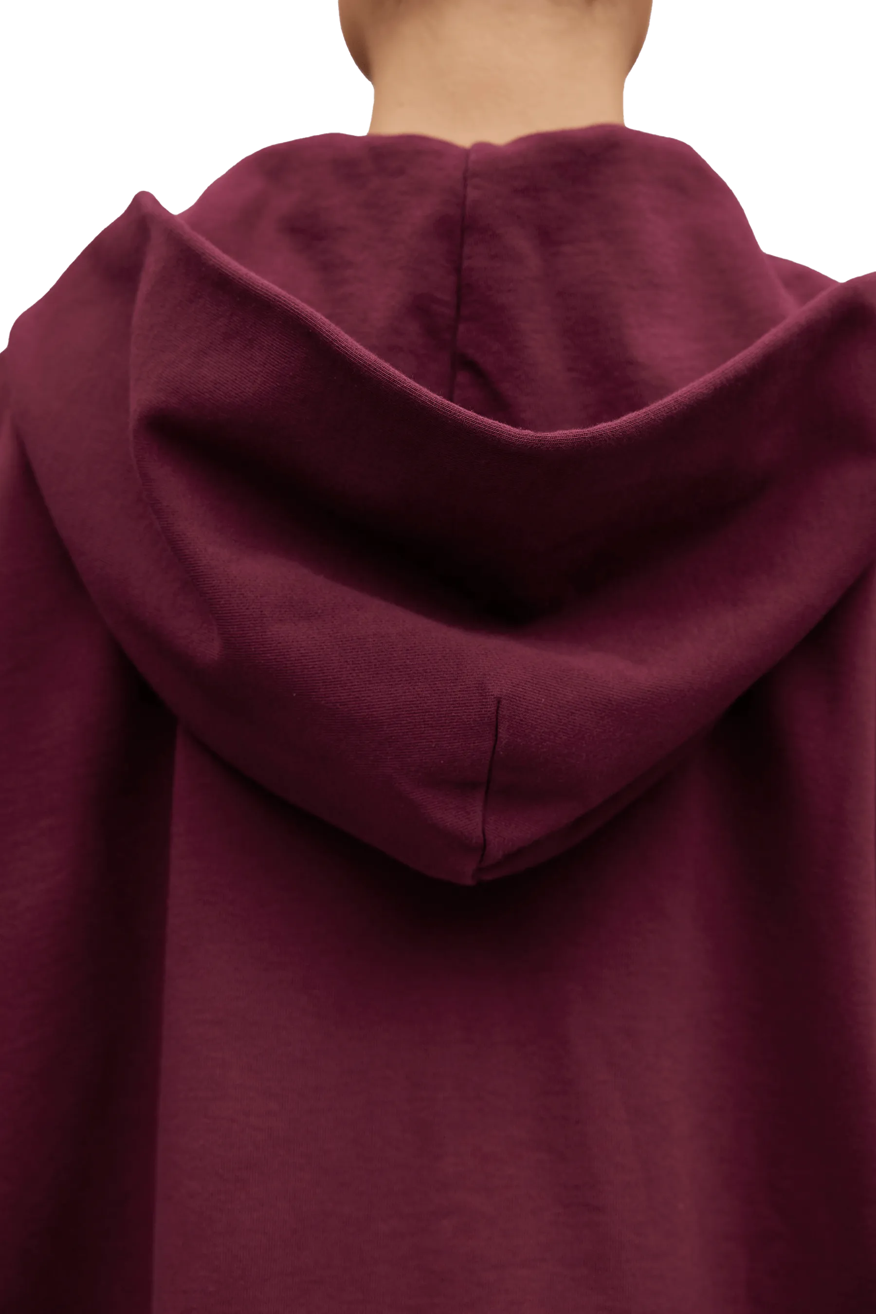 BOXY ZIP HOODIE - Burgundy