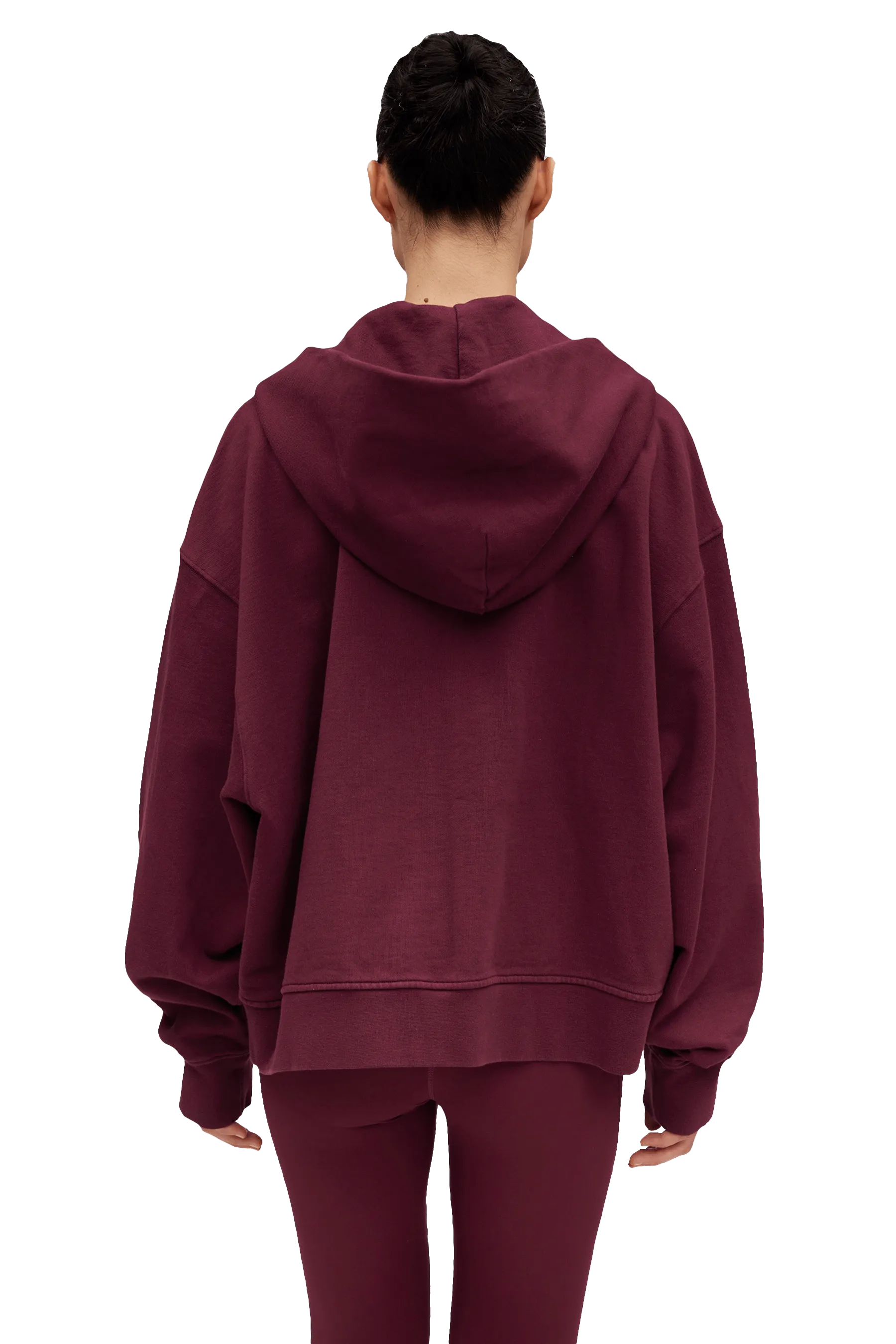 BOXY ZIP HOODIE - Burgundy