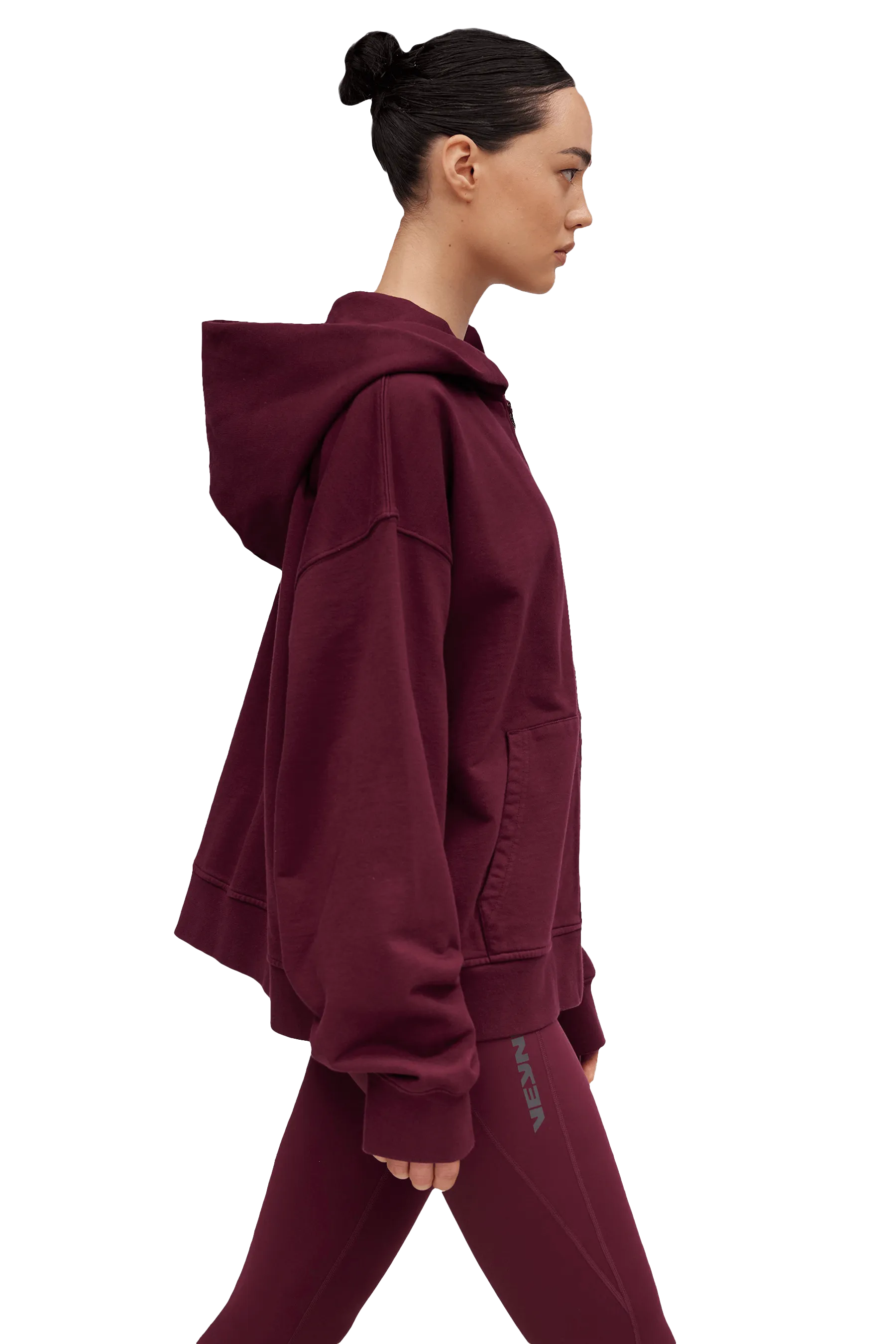 BOXY ZIP HOODIE - Burgundy