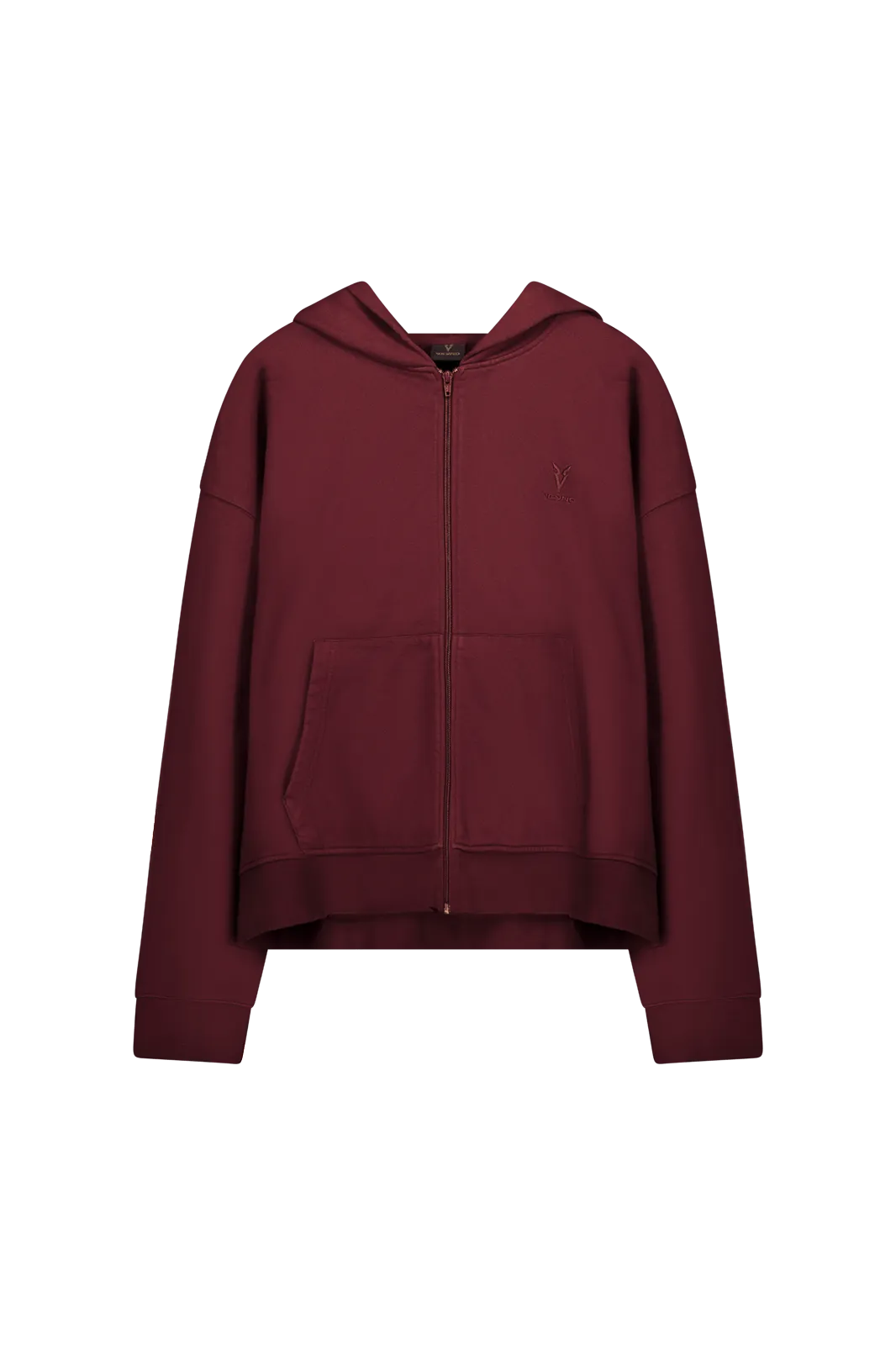 BOXY ZIP HOODIE - Burgundy