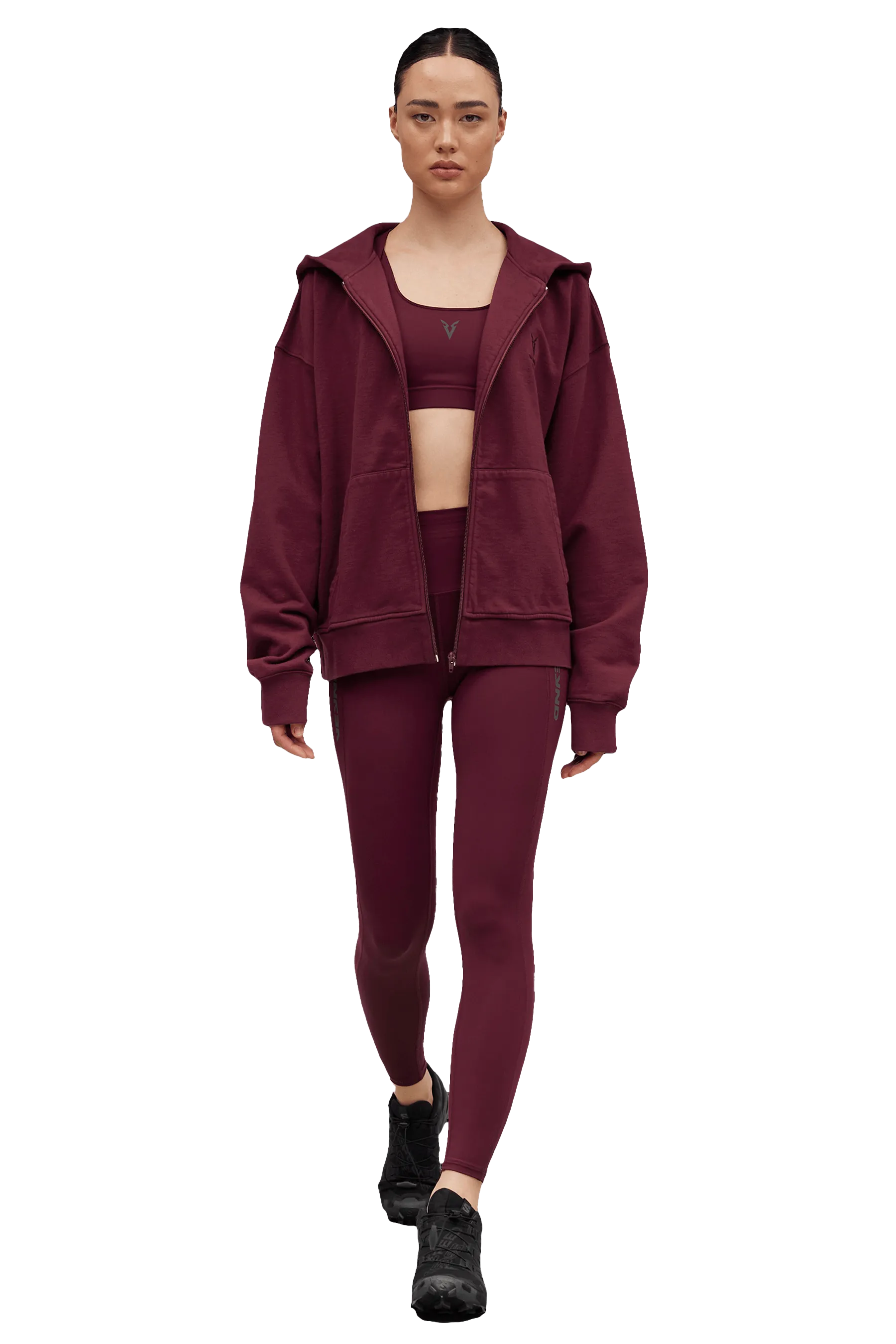 BOXY ZIP HOODIE - Burgundy