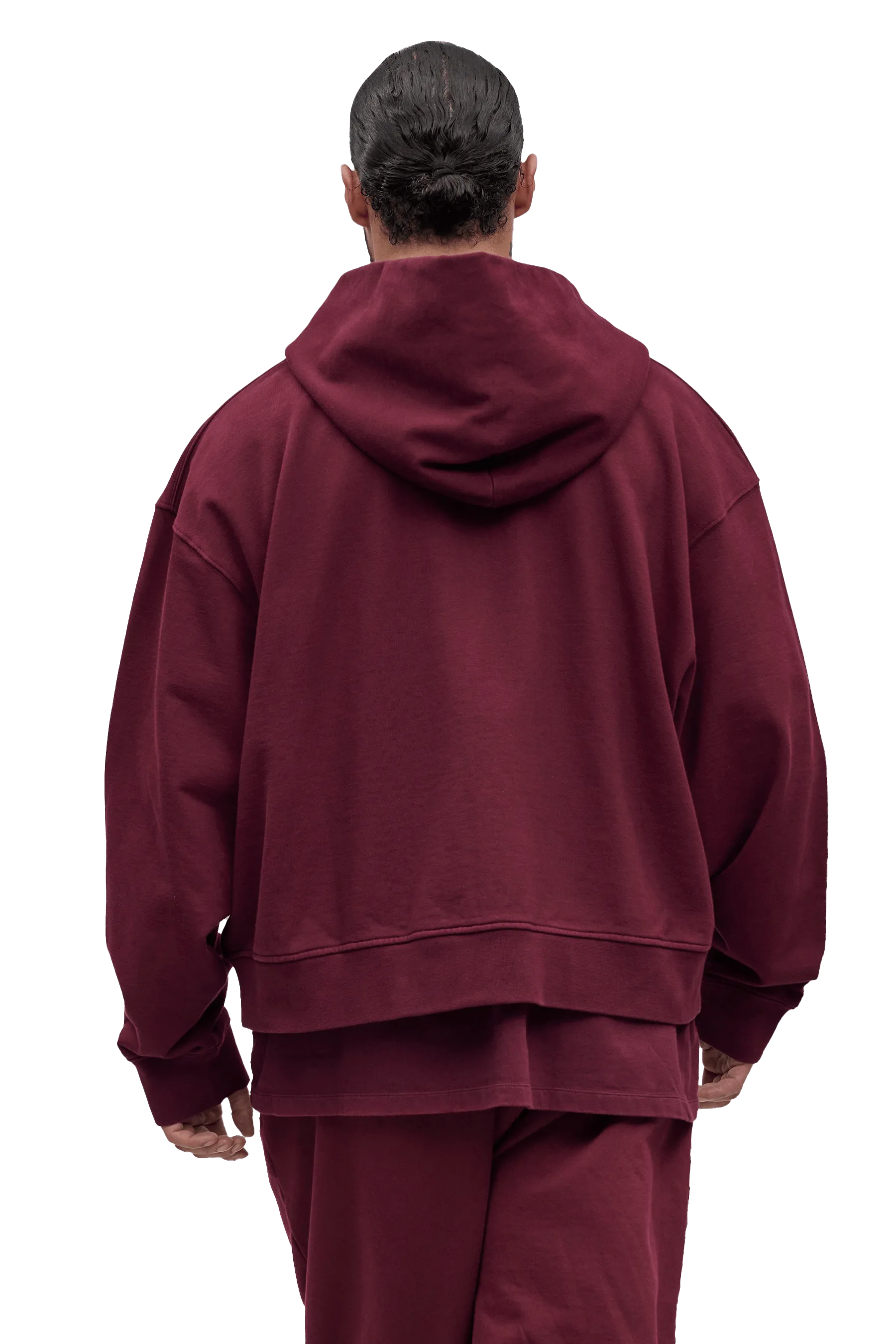 BOXY ZIP HOODIE - Burgundy