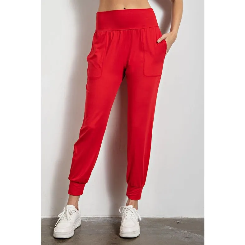 Butter Soft Joggers with Pockets True Red