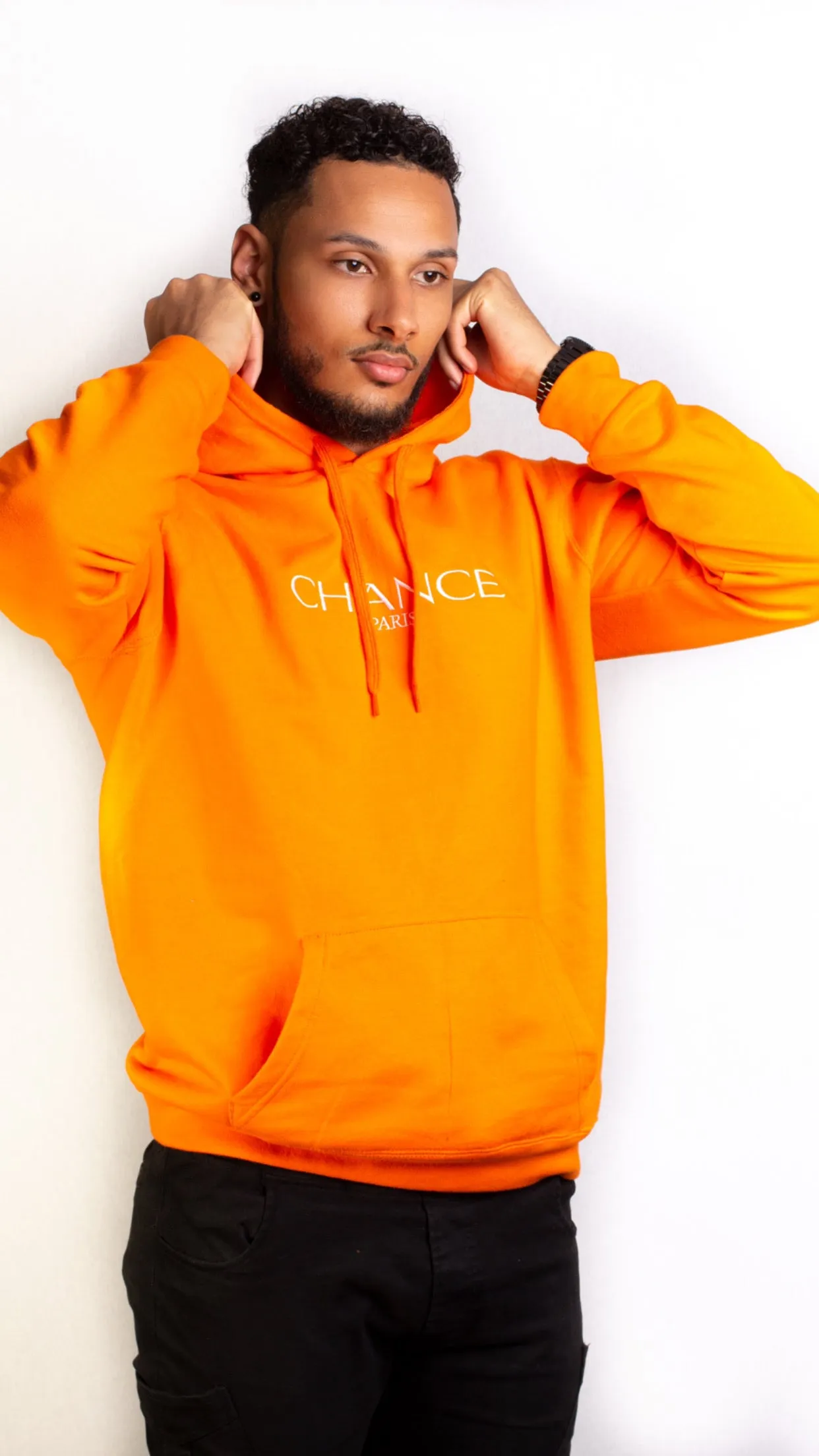 Chance Paris Men Hoodie White Embroidered Logo