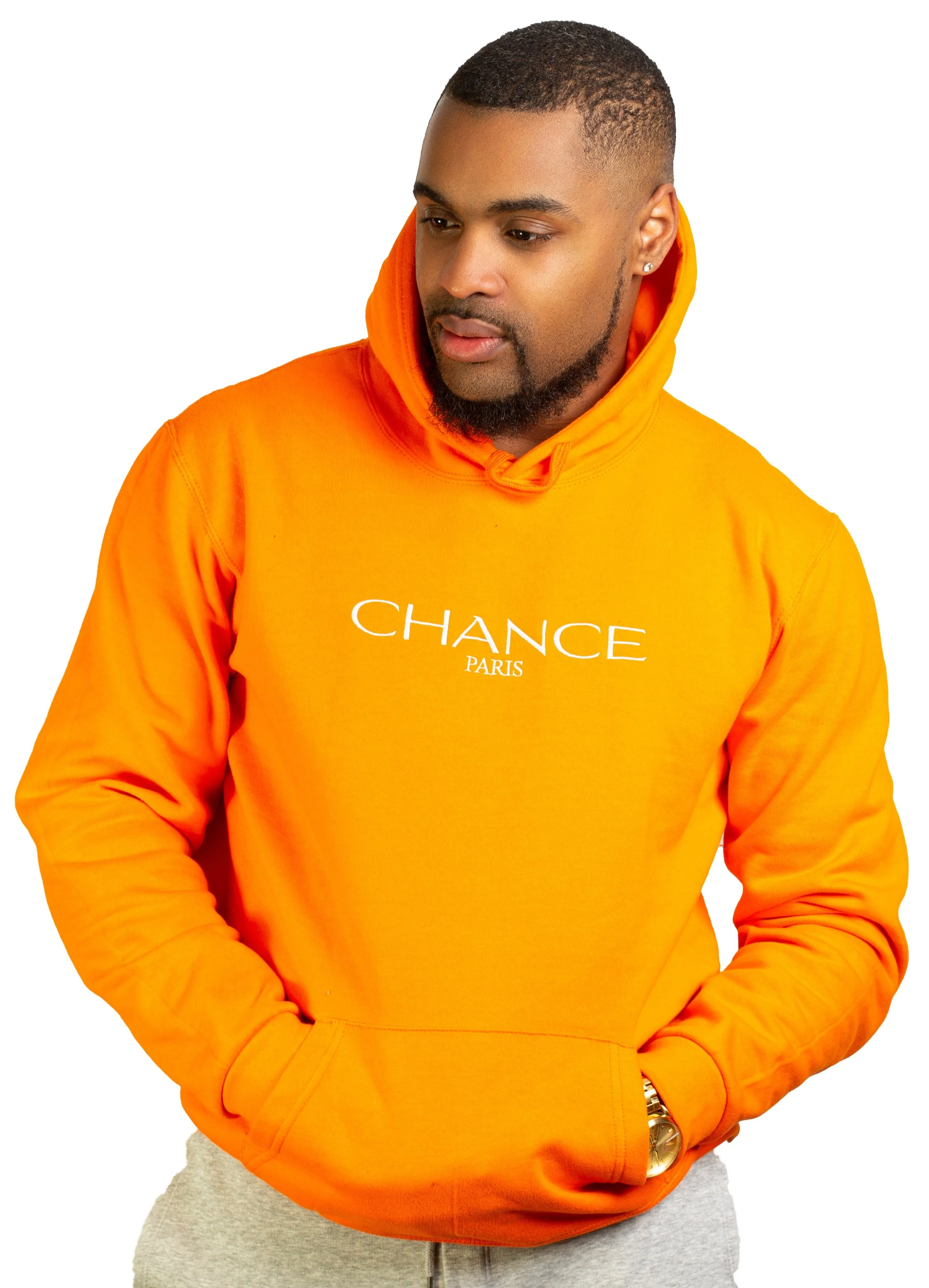 Chance Paris Men Hoodie White Embroidered Logo