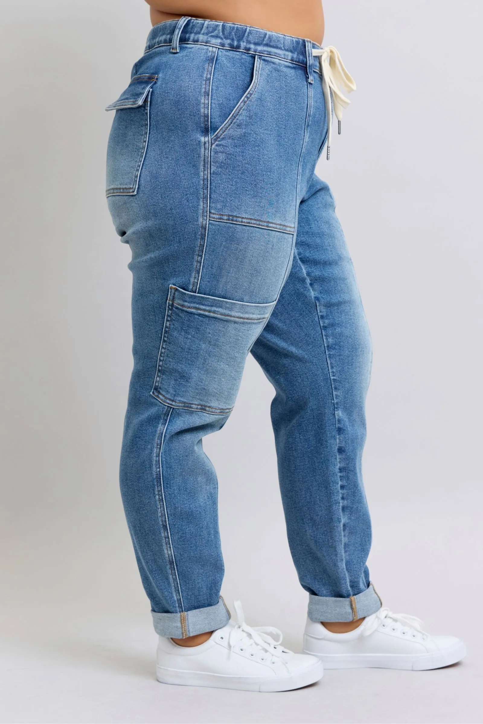 Clayton High Rise Cuffed Cargo Denim Jogger