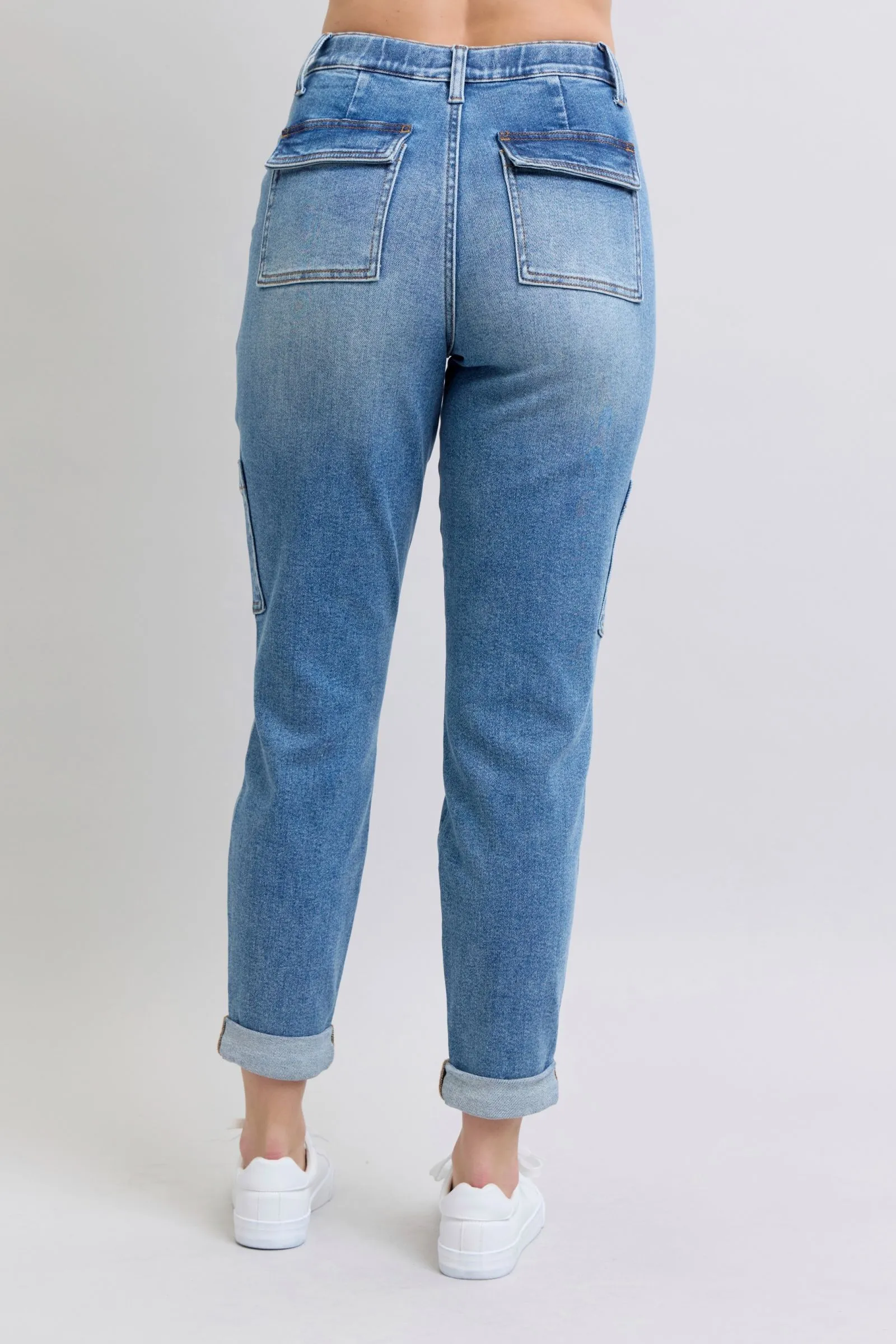 Clayton Judy Blue High Rise Cuffed Cargo Denim Jogger