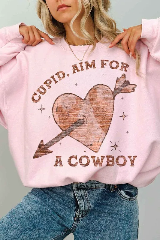 CUPID COWBOY VALENTINES OVERSIZED SWEATSHIRT