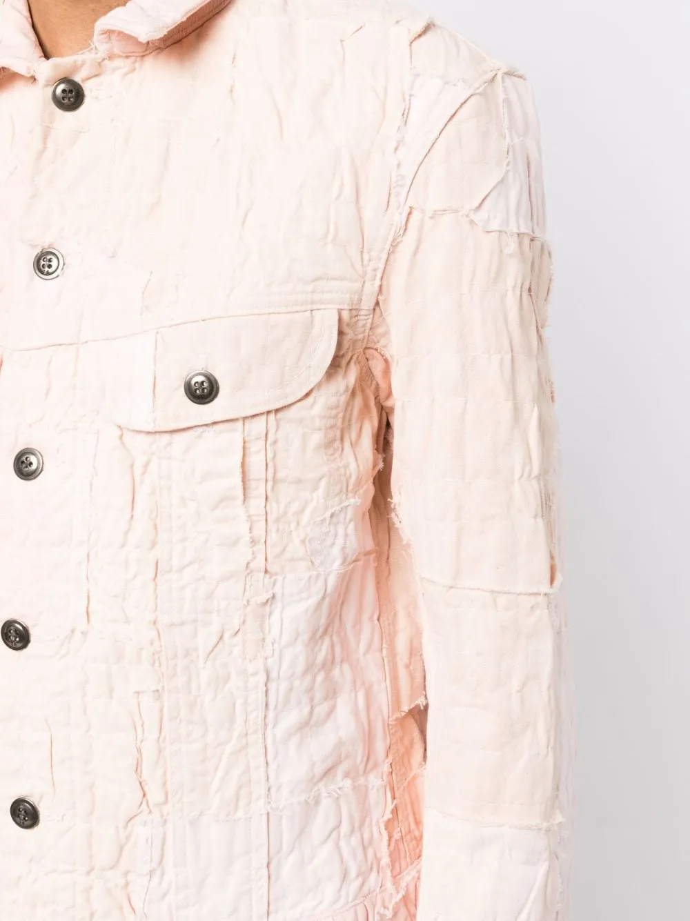 Distressed-Effect Cotton Shirt Jacket