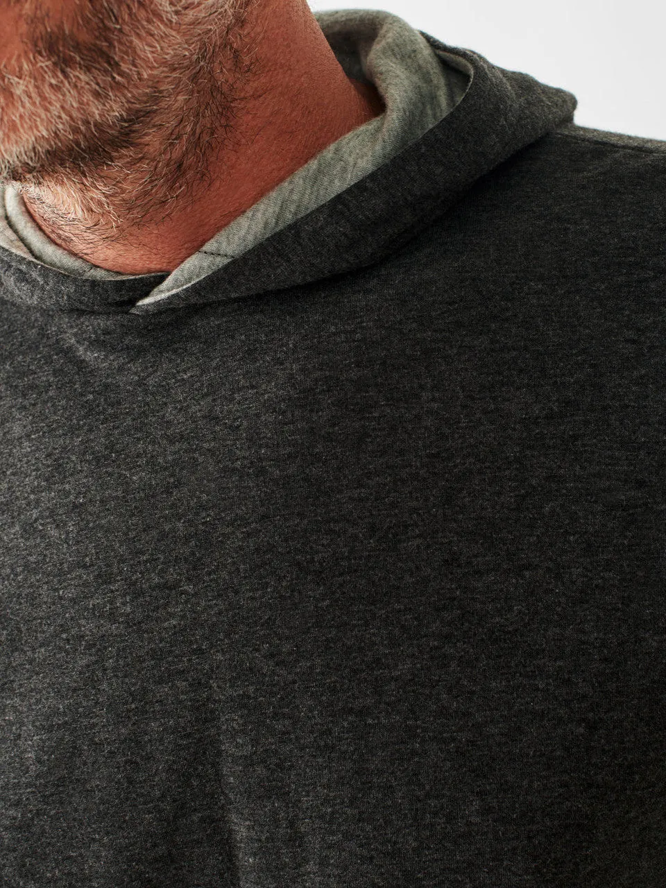 Faherty Cloud Reversible Hoodie in Charcoal and Heather Grey