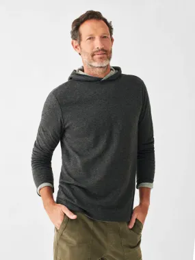 Faherty Cloud Reversible Hoodie in Charcoal and Heather Grey