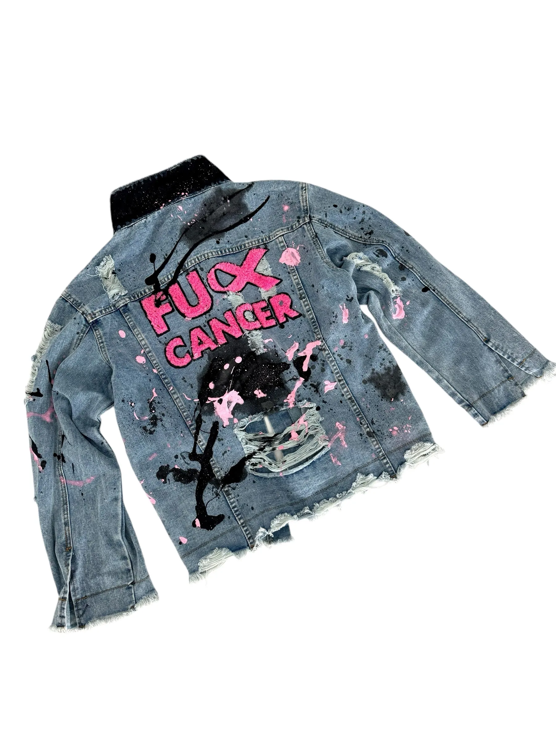 'Fk Cancer' Patch & Paint Jacket