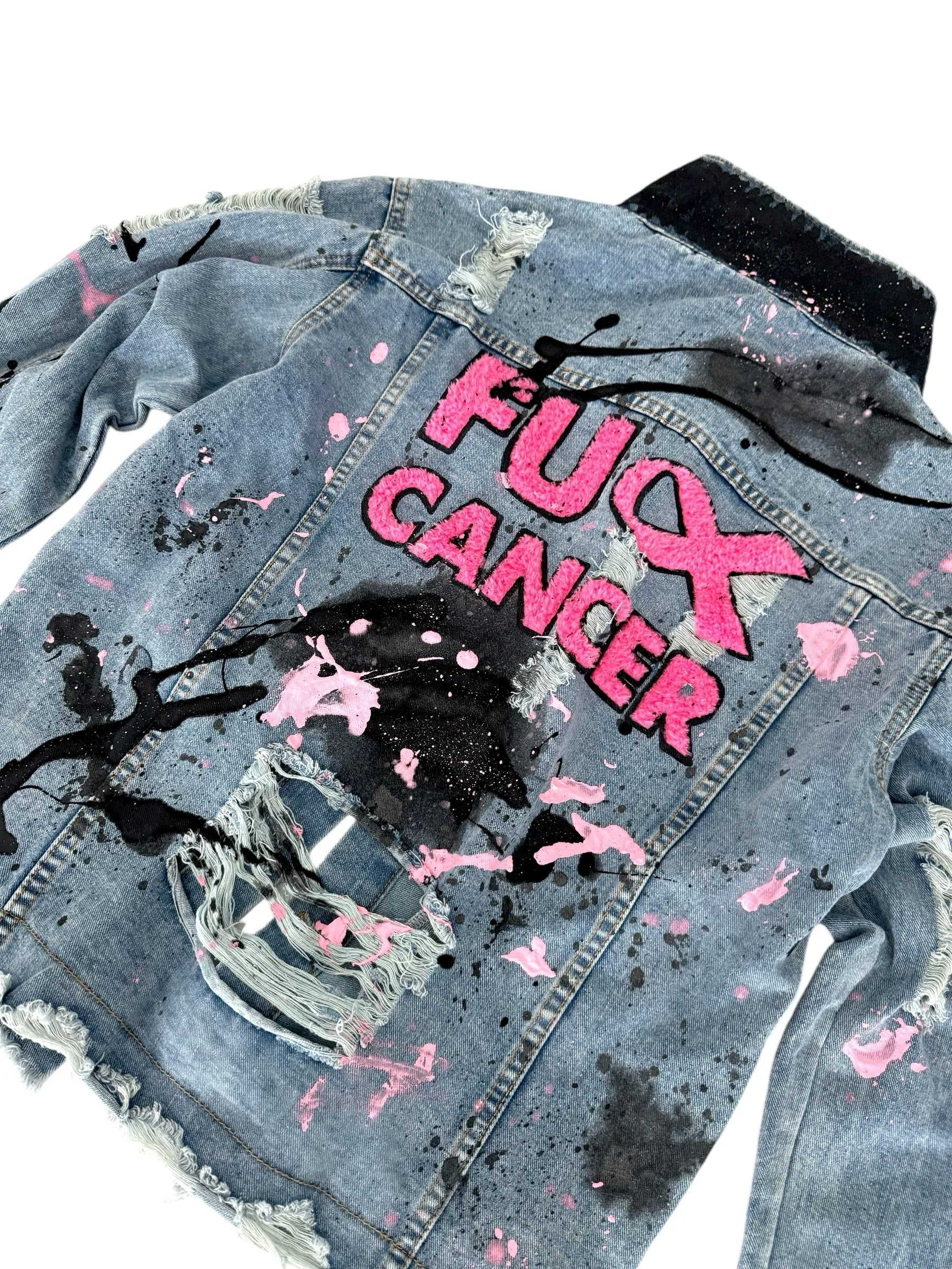 'Fk Cancer' Patch & Paint Jacket