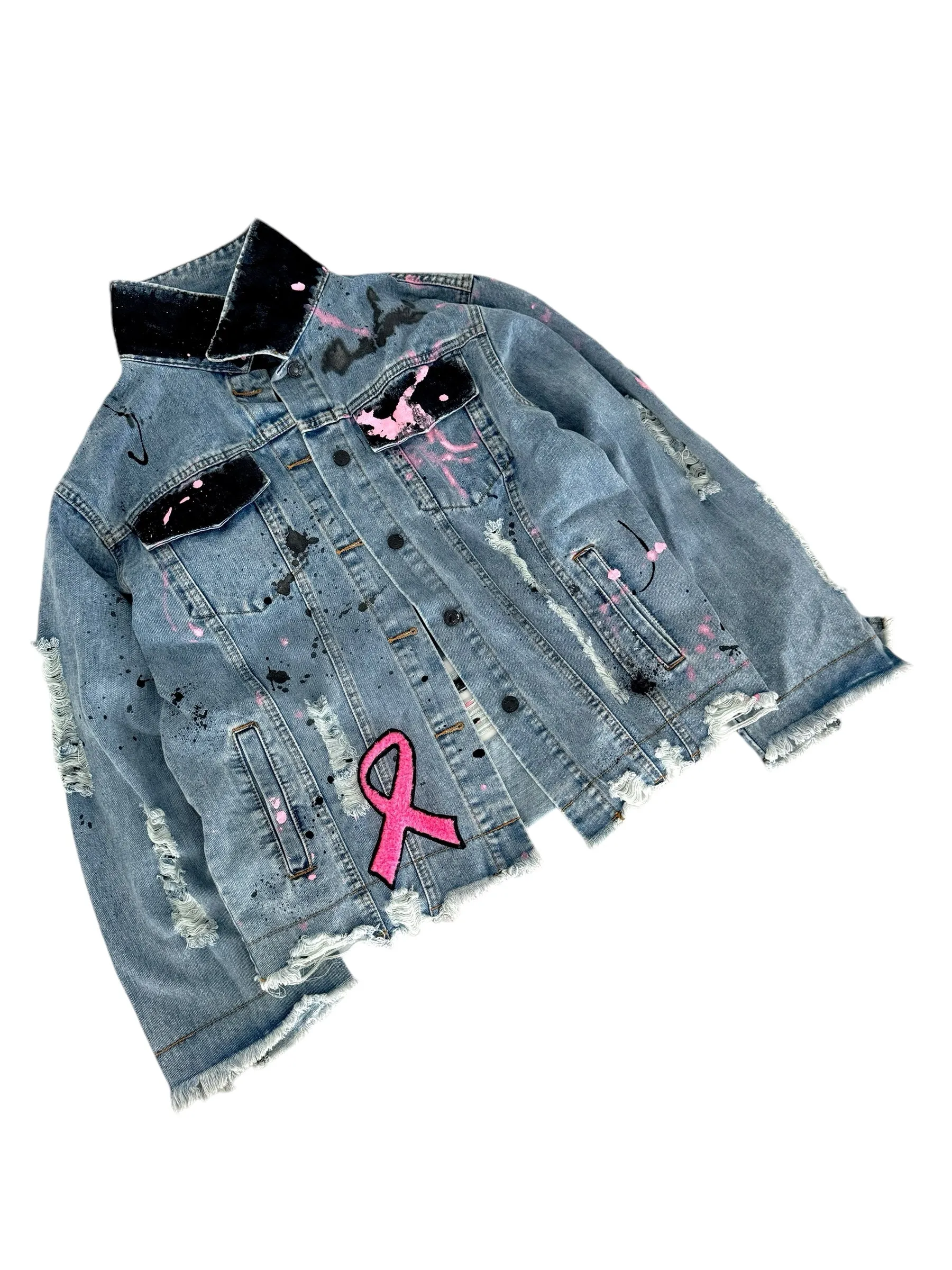 'Fk Cancer' Patch & Paint Jacket