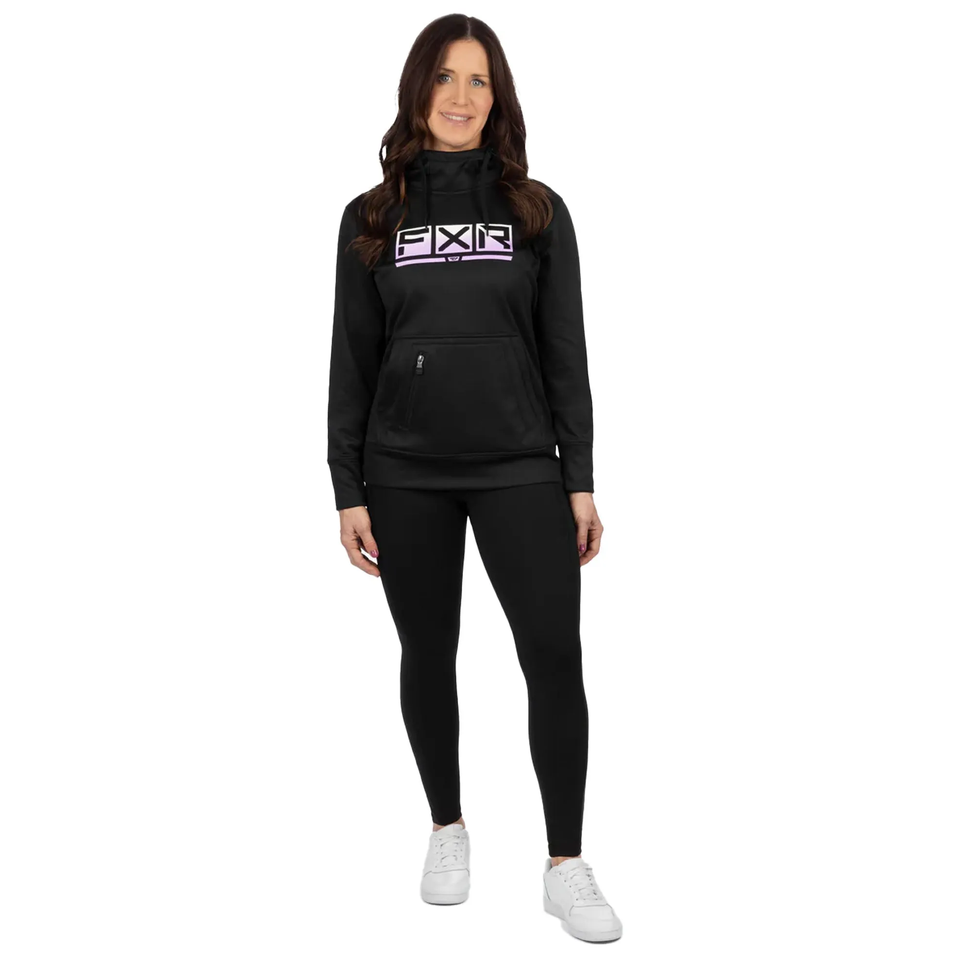 FXR Womens Podium Tech Pullover Hoodie Black/Lilac