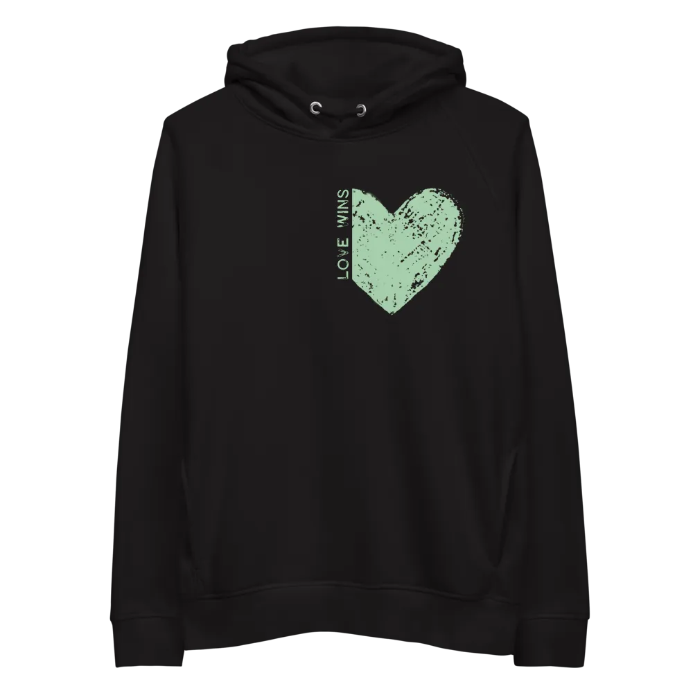 GREEN "LOVE WINS" HEART ORGANIC HOODIE