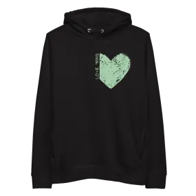 GREEN "LOVE WINS" HEART ORGANIC HOODIE