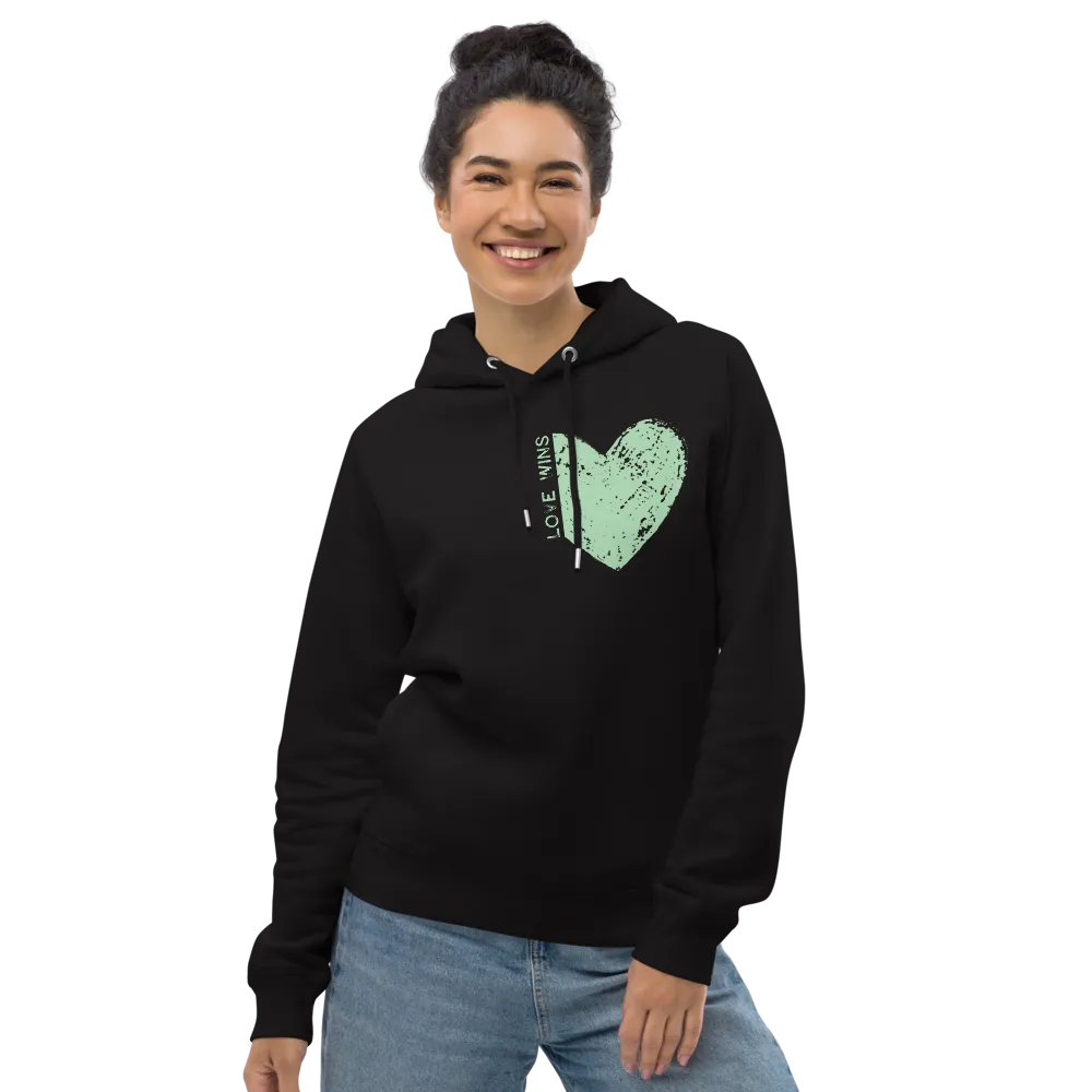 GREEN "LOVE WINS" HEART ORGANIC HOODIE