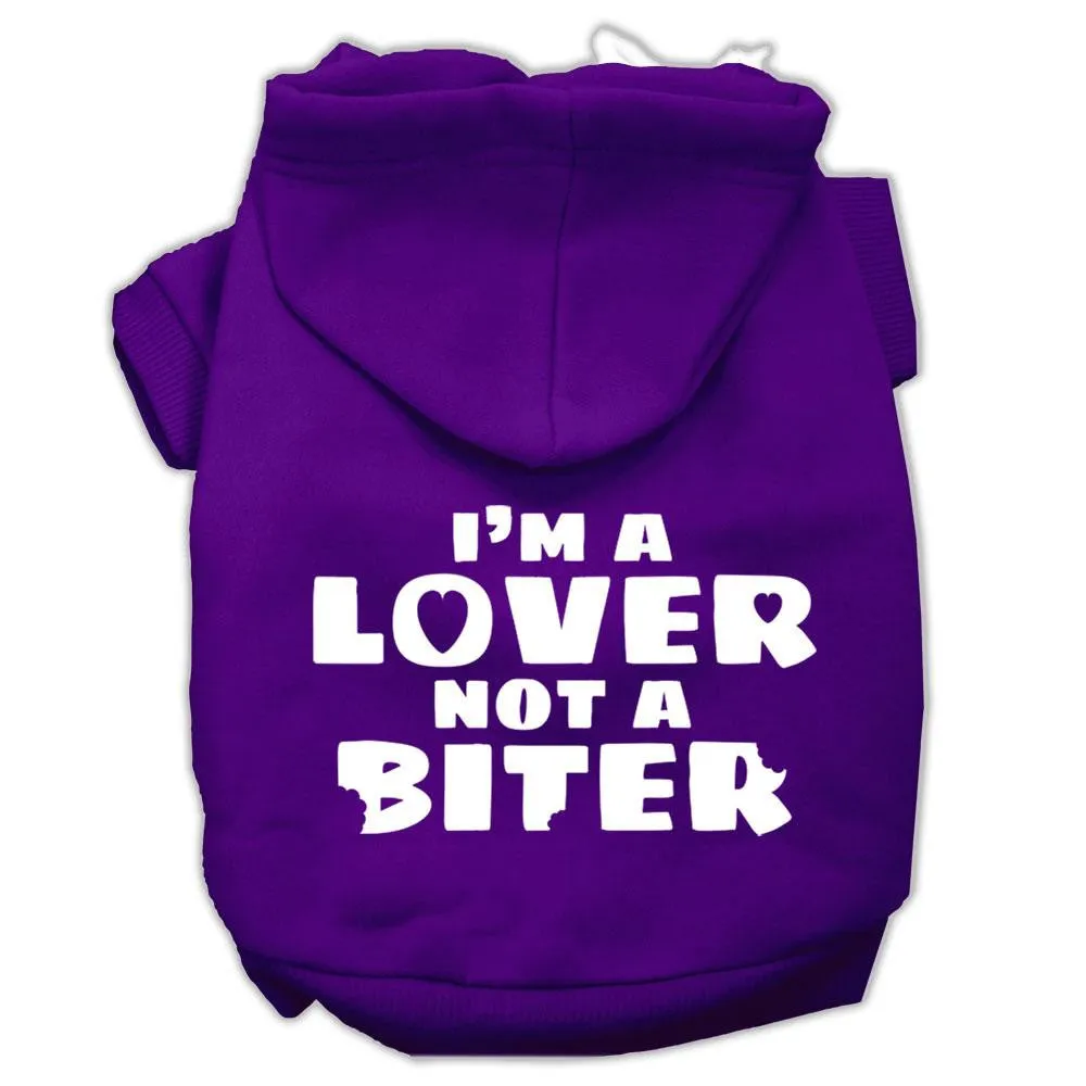 I'm a Lover not a Biter Screen Printed Dog Pet Hoodies Purple Size Lg (14)