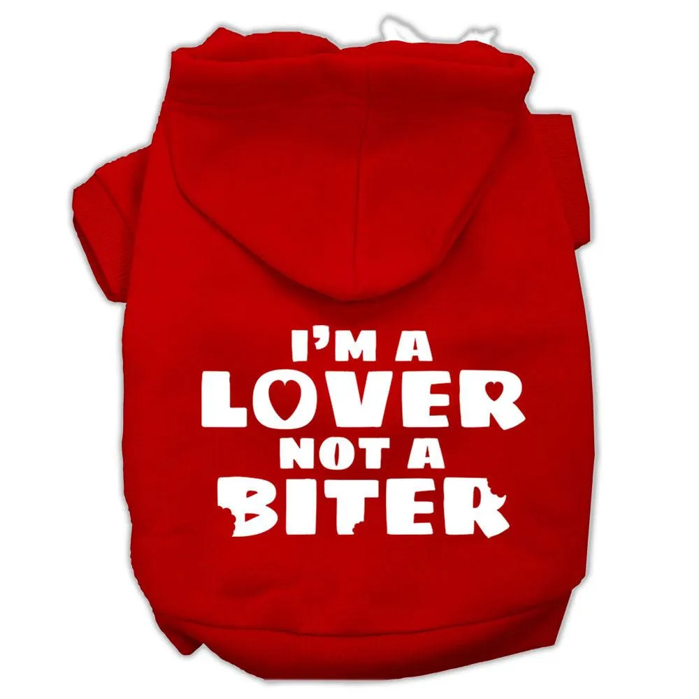 I'm a Lover not a Biter Screen Printed Dog Pet Hoodies Red Size Lg (14)