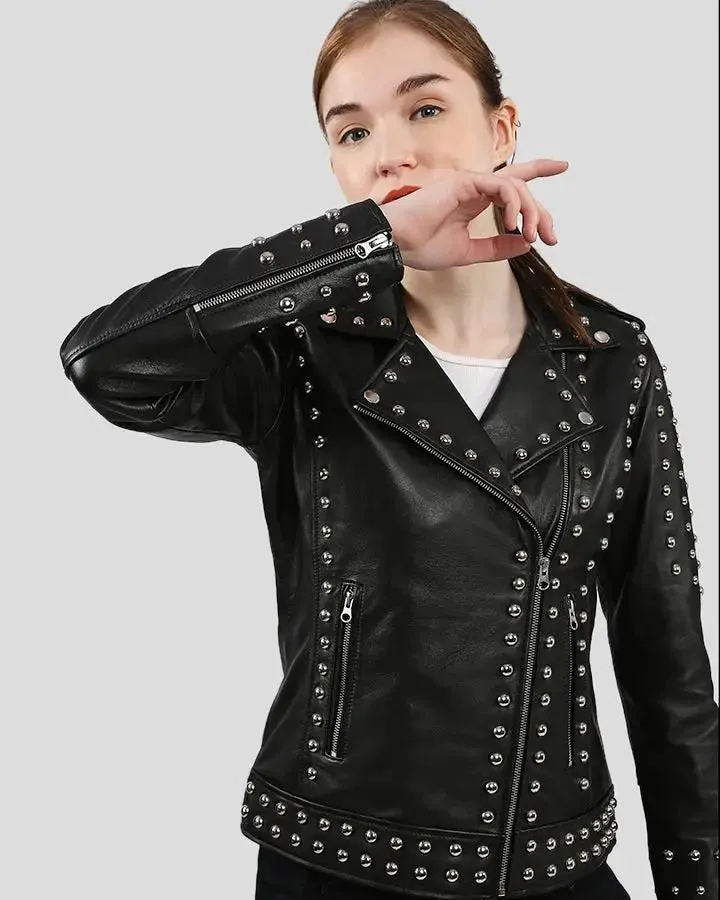 Jasmine Black Studded Leather Jacket