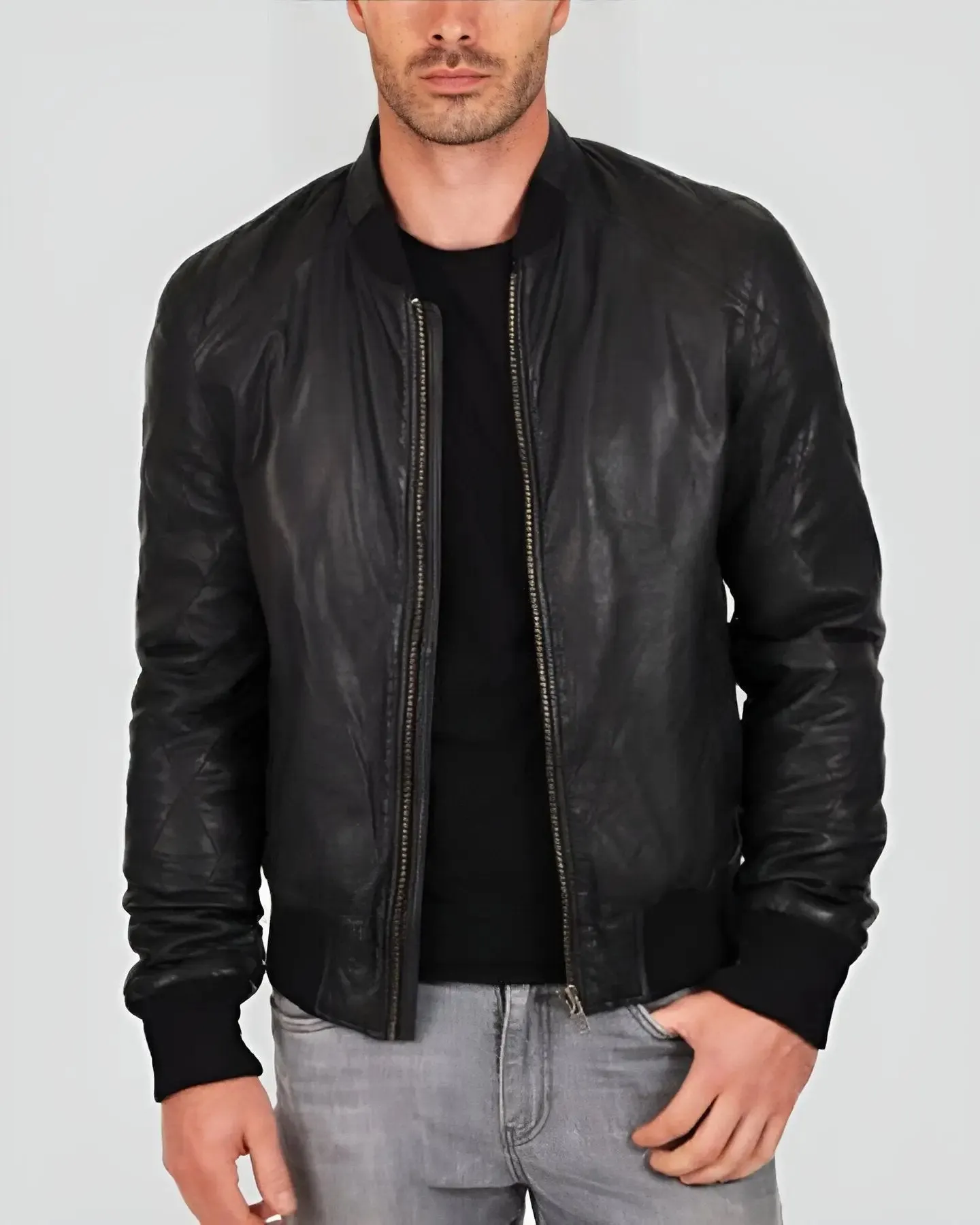 Jero Black Bomber Lambskin Leather Jacket