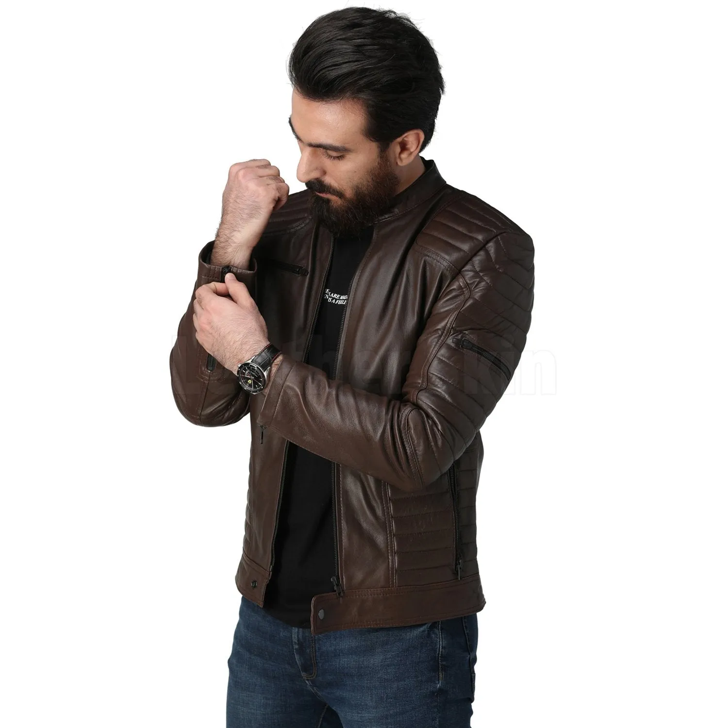 Justin Dark Brown Quilted Leather Jacket