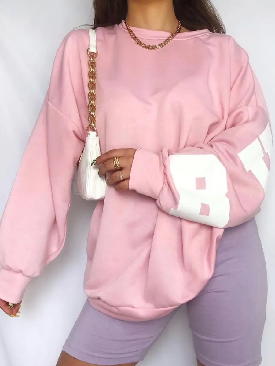 Leann Buffalo Print Oversized Sweatshirt In Pink