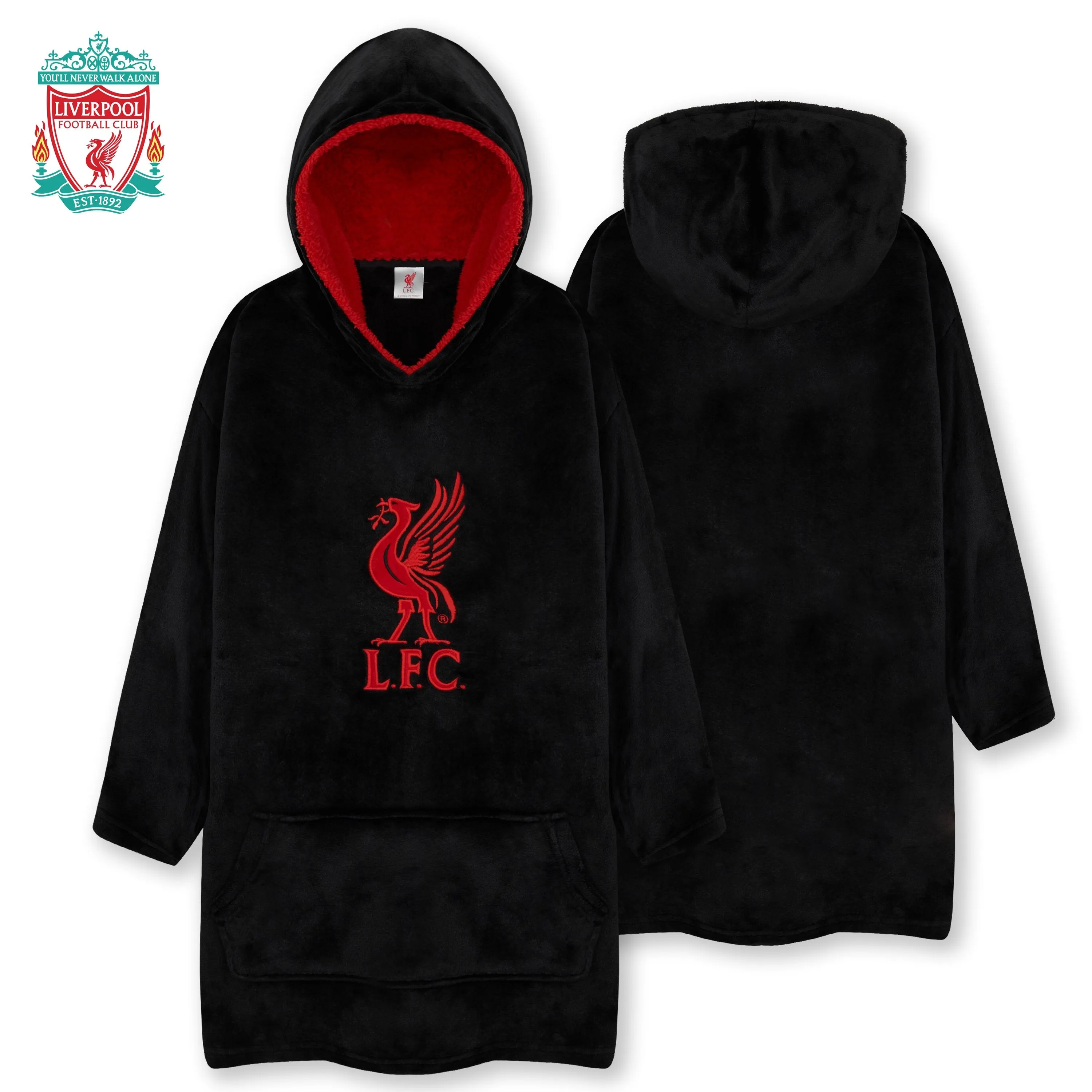 Liverpool F.C. Boys Hoodies, BLACK Oversized Hoodie Blanket, Kids Football Gifts