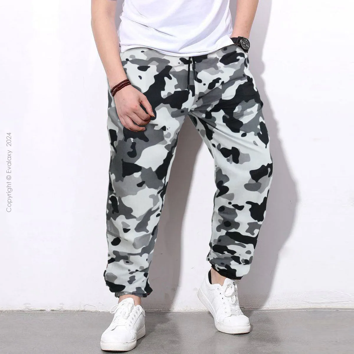 Loose Black N Grey Camo Jogger Breathable Casual Harem Pants For Men & Women