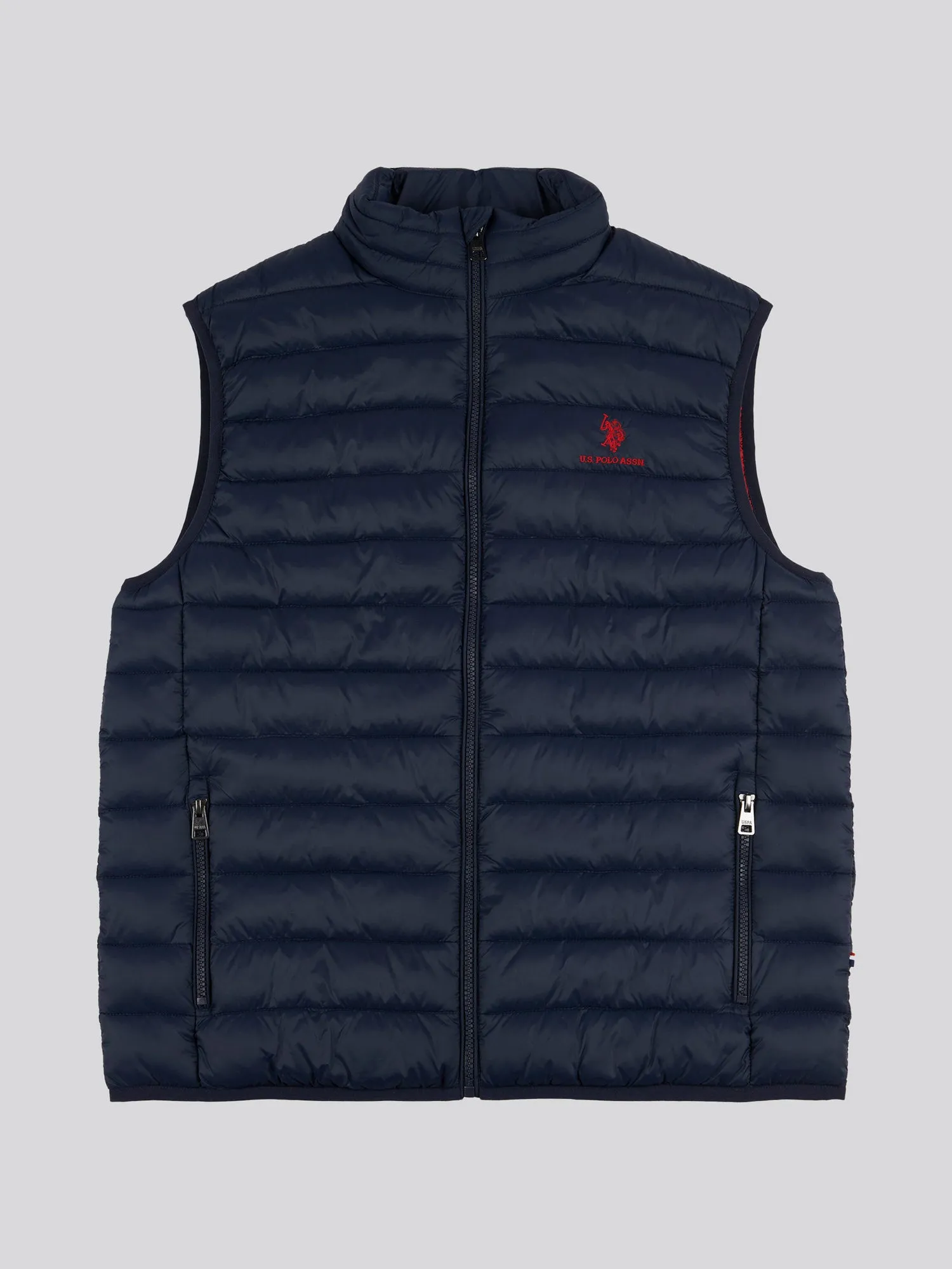 Mens Bound Quilted Gilet in Dark Sapphire Navy / Haute Red DHM