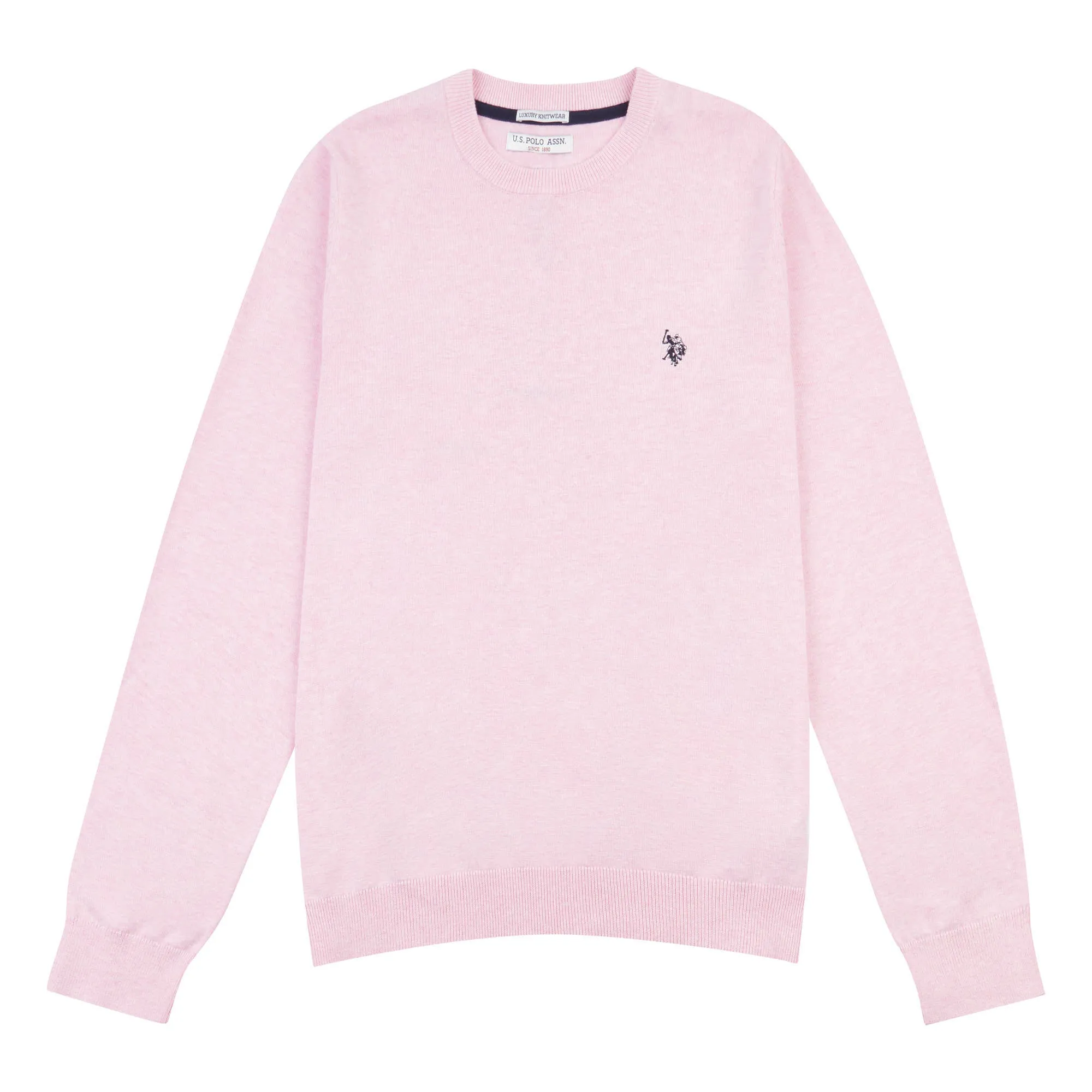 Mens Crew Neck Knitted Jumper in Orchid Pink Marl