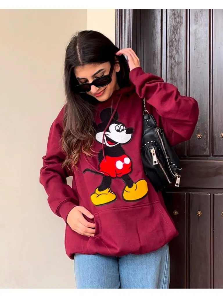 Mickey Graphic Patched Oversized Hood