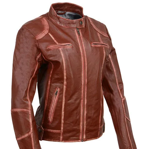 Milwaukee Leather SFL2830 Women's Maroon Sheepskin Scuba Style Fashion Leather Jacket