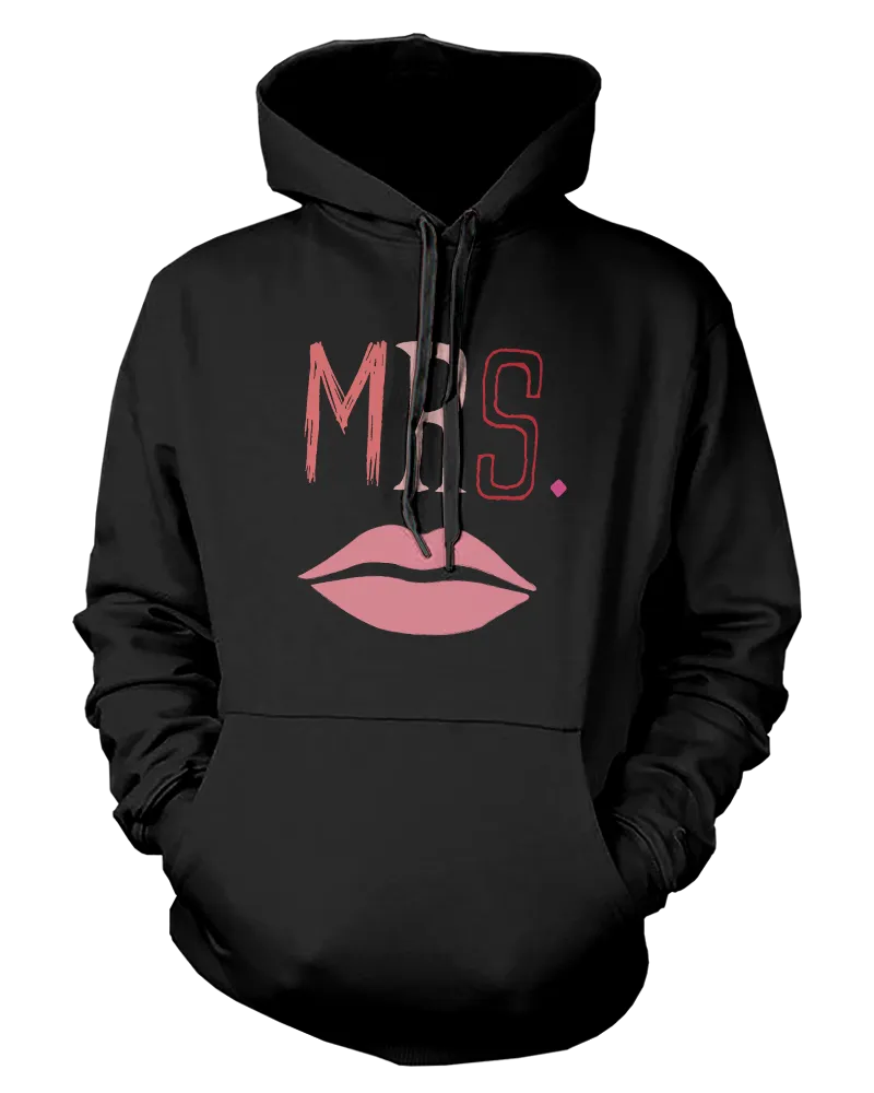 Mr and Mrs Couple Outfit Mustache and Lips Matching Hoodies for Couples