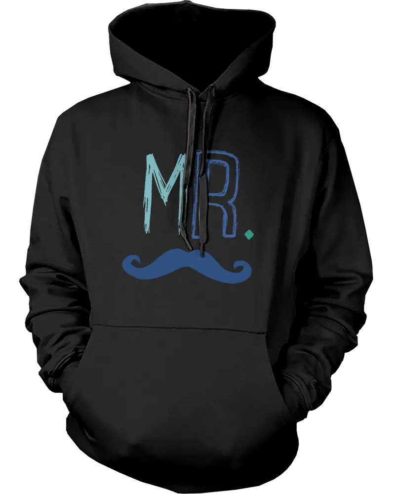 Mr and Mrs Couple Outfit Mustache and Lips Matching Hoodies for Couples