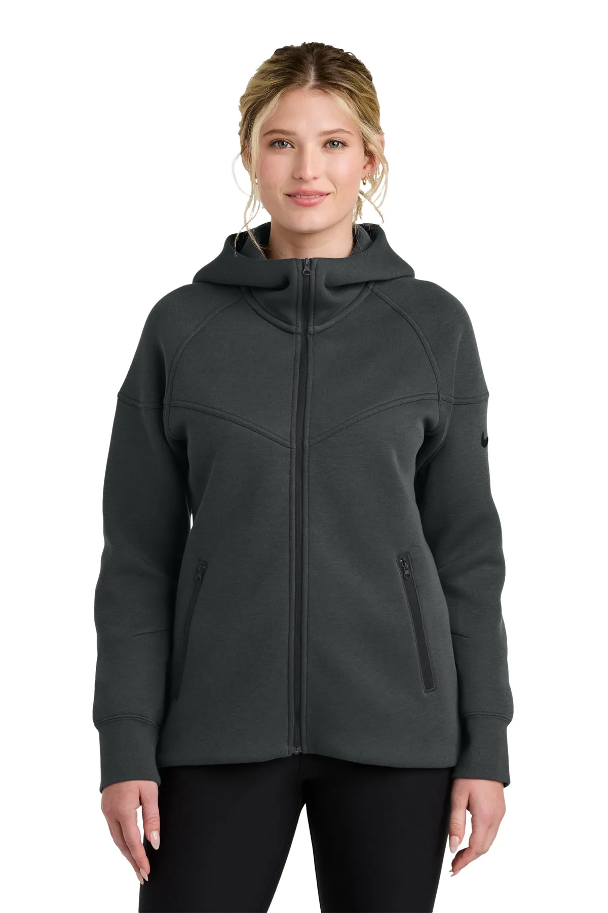 Nike Womens Tech Fleece Full-Zip Custom Hoodies, Anthracite Heather