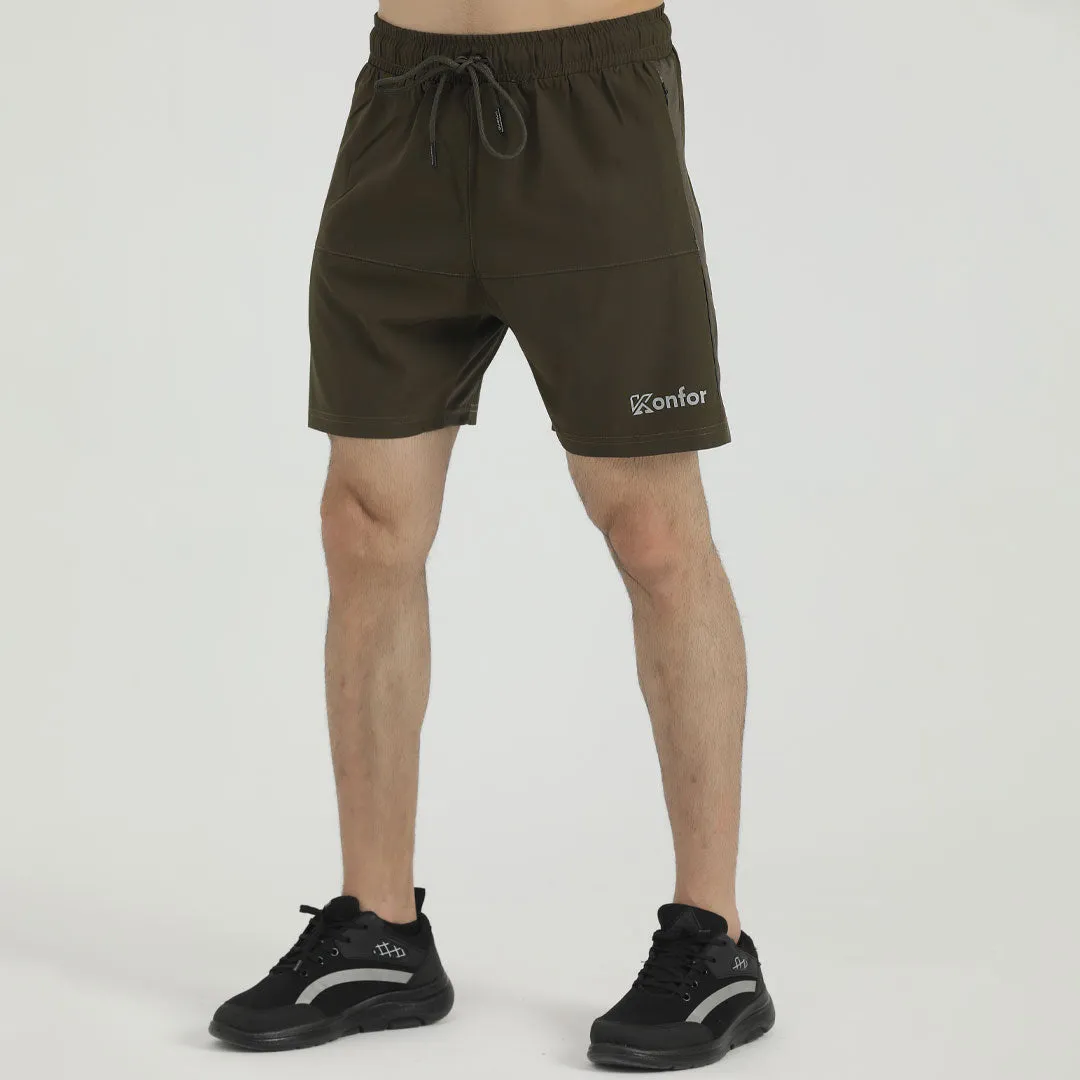 Olive Stretch - Sports Shorts