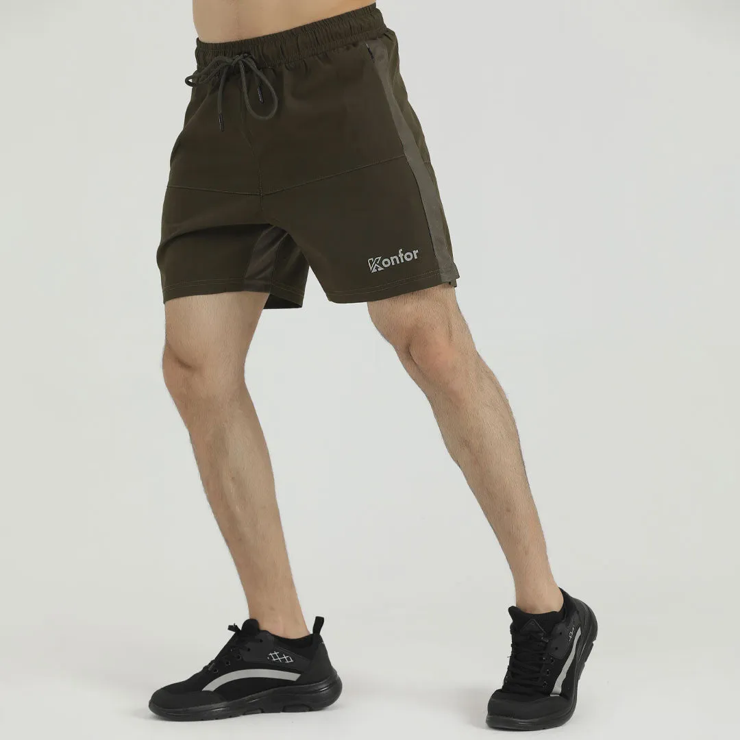 Olive Stretch - Sports Shorts