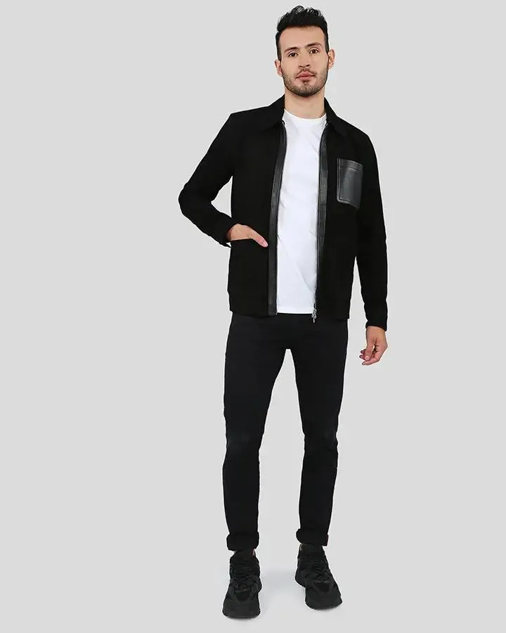 Orme Black Suede Racer Leather Jacket