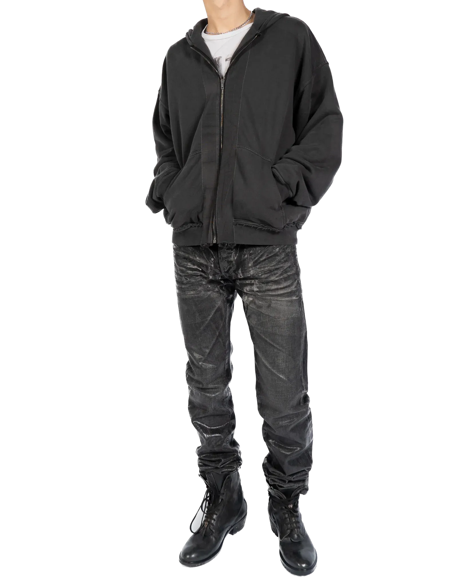 Oversized Double Layer Hoodie in Dark-Grey Perth Cotton