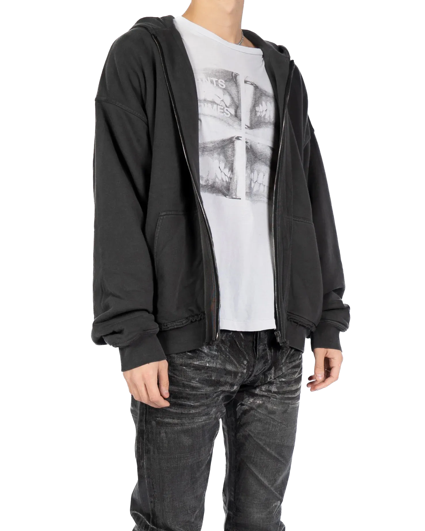 Oversized Double Layer Hoodie in Dark-Grey Perth Cotton