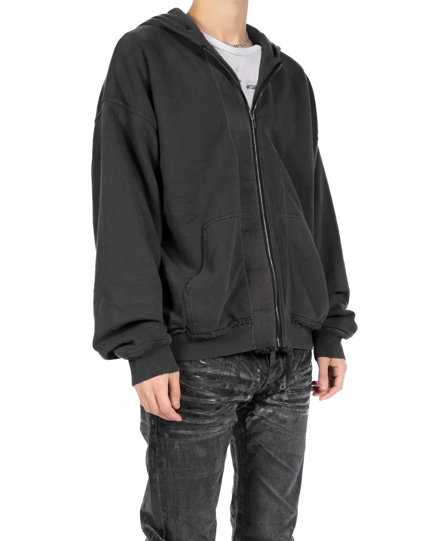 Oversized Double Layer Hoodie in Dark-Grey Perth Cotton