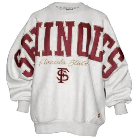 Pressbox Women's Seminoles/Florida State/Interlocking FS Design Oversized Crew Fleece - Grey