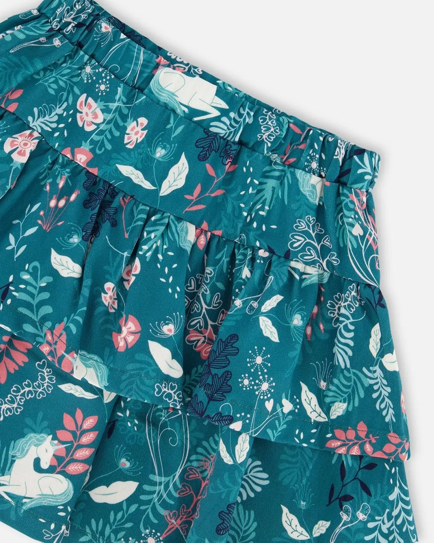 Printed Flare Viscose Skirt Turquoise Printed Fairy Unicorn